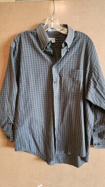 Savile Row Men's Long Sleeve Plaid Button Up Shirt - Green/Blue Lg Mt26